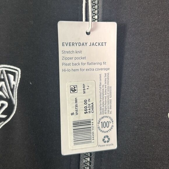 NWT New Jockey Black Pac12 On the Go Full Zip Jacket Size Small - Picture 3 of 10